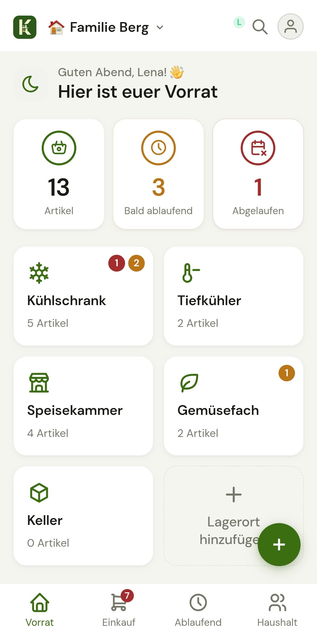 Lagerorte-Übersicht